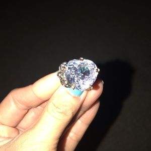 Juicy Couture White Heart & Pave Silver Bow Ring